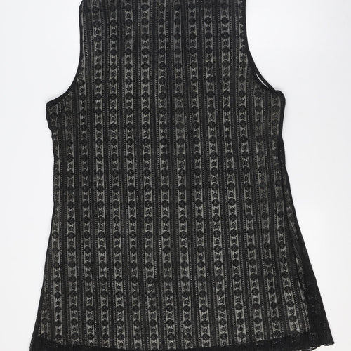 Klass Womens Black Polyester A-Line Size 20 Collared Button - Lace Overlay