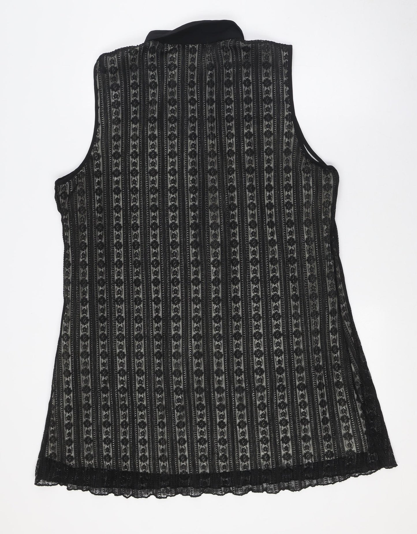 Klass Womens Black Polyester A-Line Size 20 Collared Button - Lace Overlay