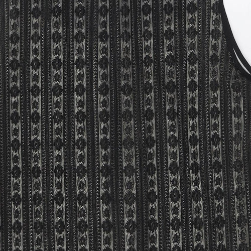 Klass Womens Black Polyester A-Line Size 20 Collared Button - Lace Overlay