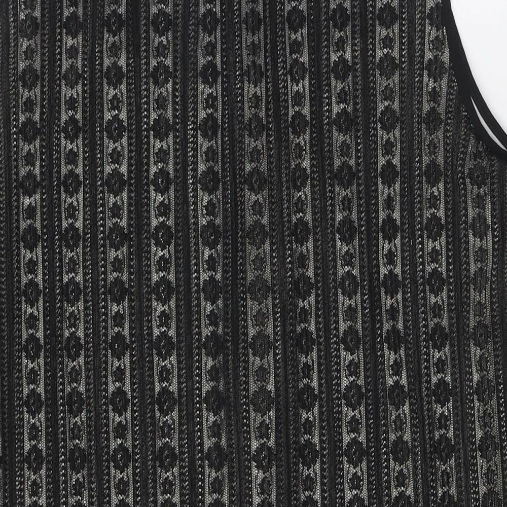 Klass Womens Black Polyester A-Line Size 20 Collared Button - Lace Overlay