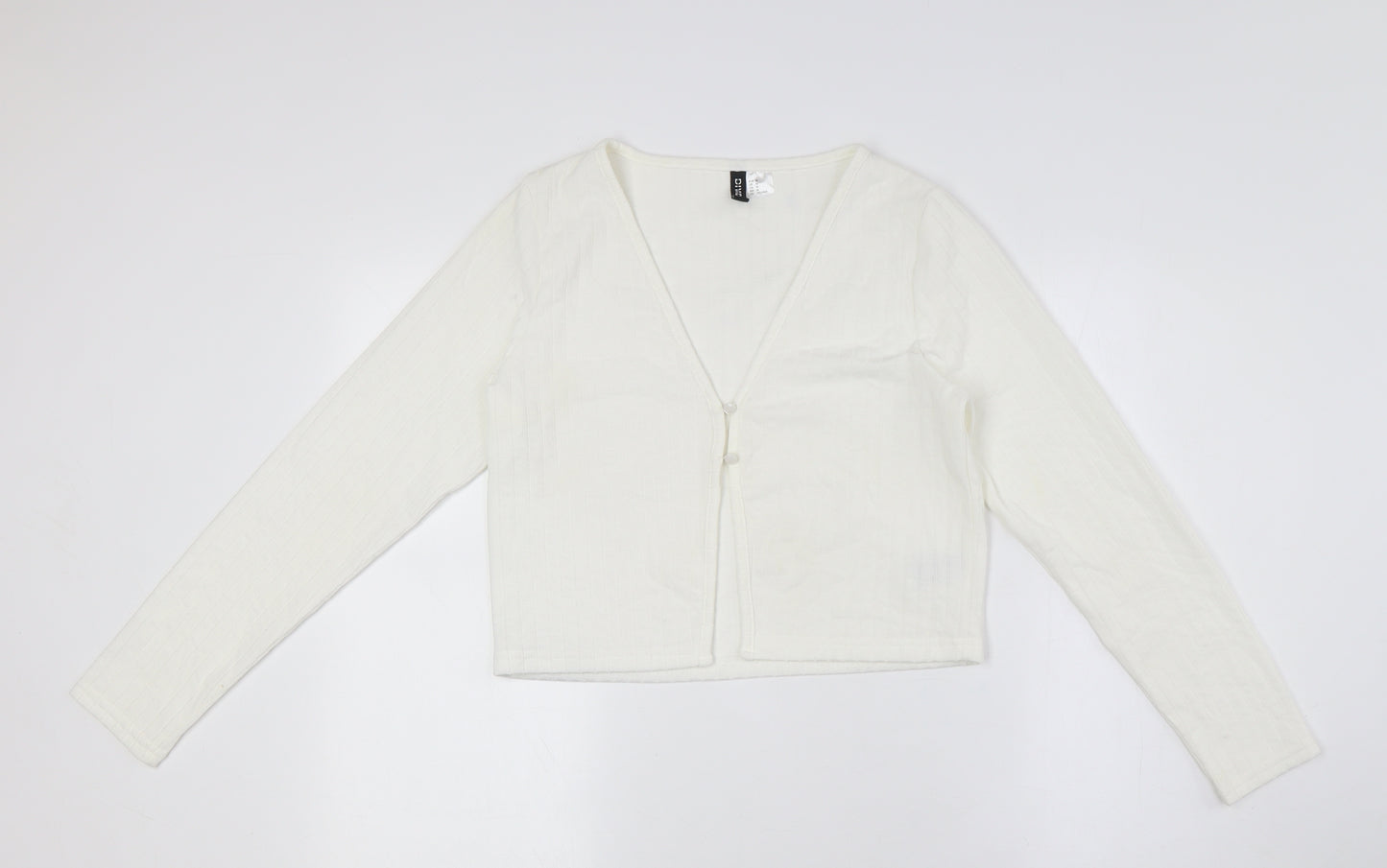 Divided by H&M Womens Ivory Polyester Basic Button-Up Size M V-Neck