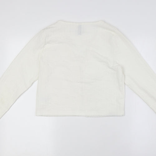 Divided by H&M Womens Ivory Polyester Basic Button-Up Size M V-Neck