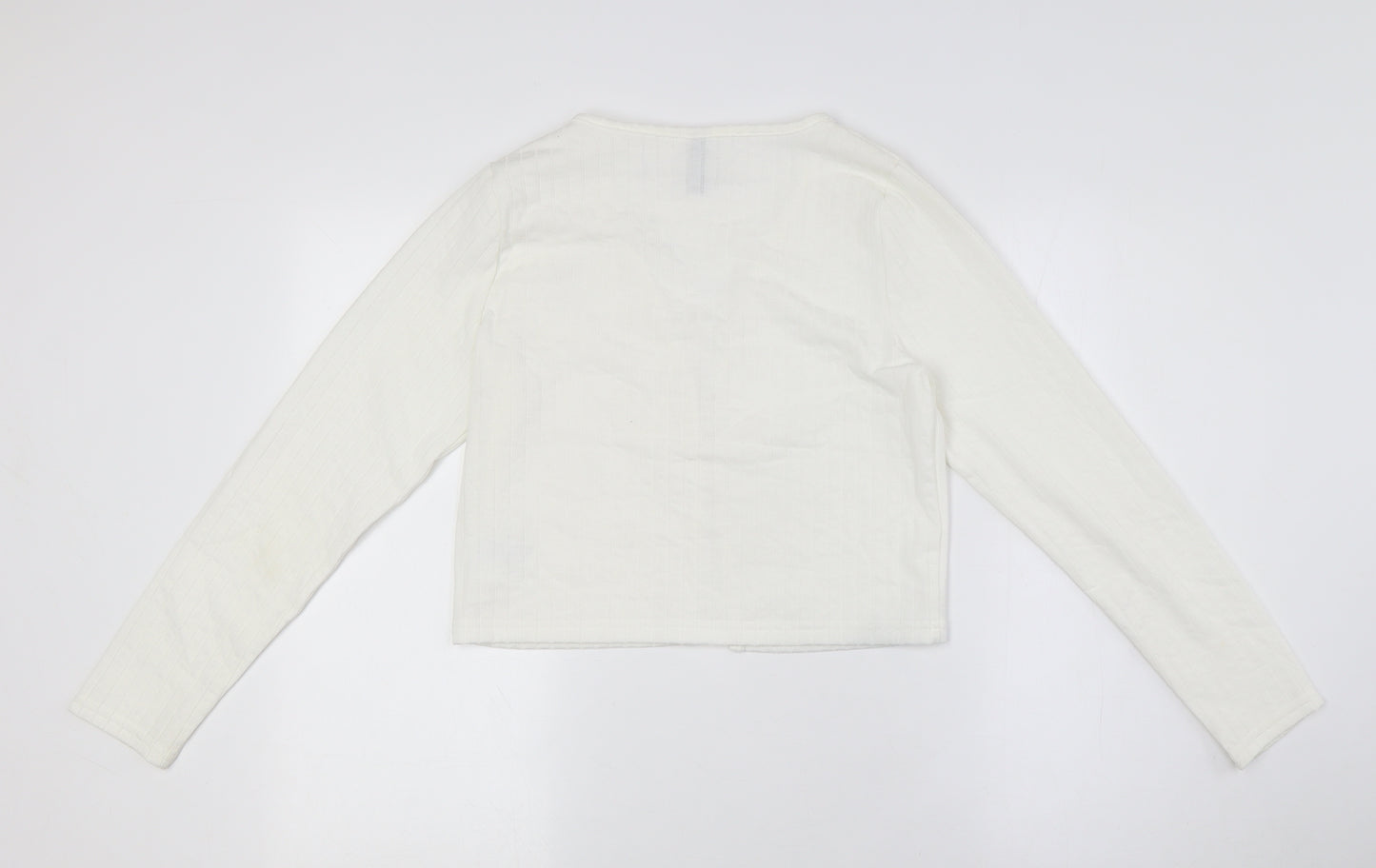 Divided by H&M Womens Ivory Polyester Basic Button-Up Size M V-Neck