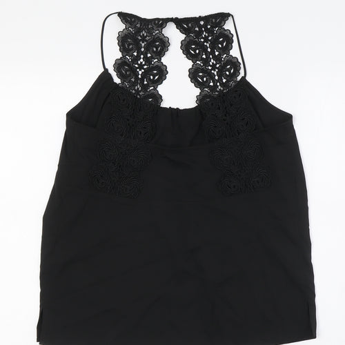 French Connection Womens Black Polyester Camisole Button-Up Size XS Scoop Neck - Lace Straps