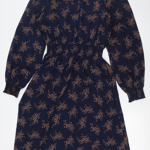 Stella Morgan Womens Blue Polyester A-Line Size 12 Round Neck Button - Elasticated Waist