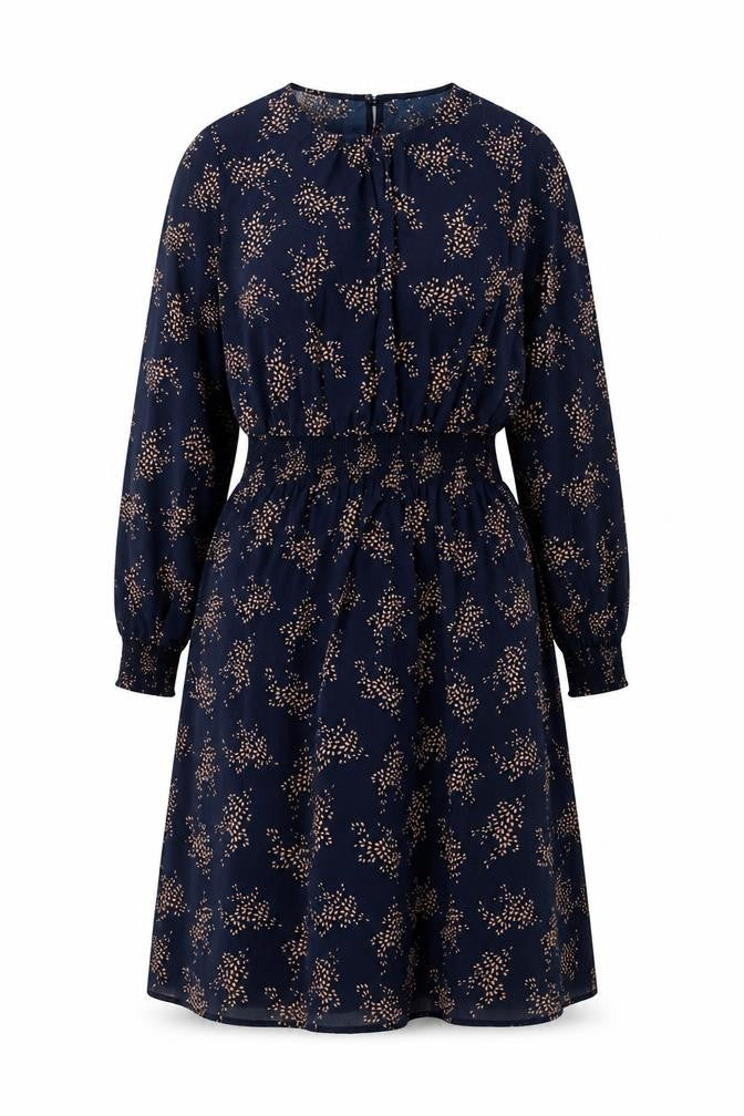 Front view of Stella Morgan women’s blue polyester a-line, size UK 12, round neck button - elasticated waist