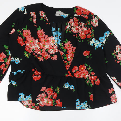 ASOS Womens Multicoloured Floral Polyester Basic Button-Up Size 12 V-Neck