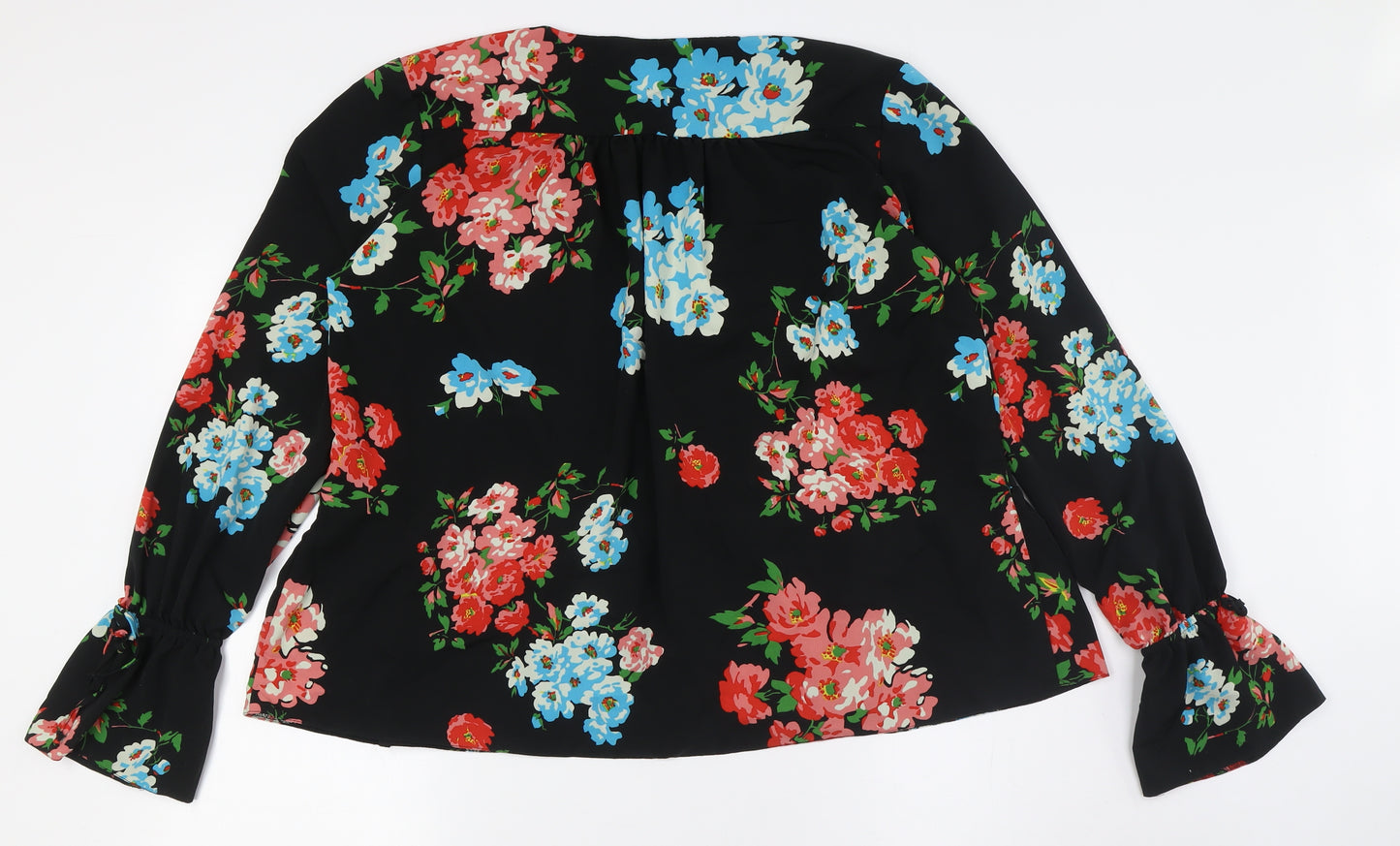 ASOS Womens Multicoloured Floral Polyester Basic Button-Up Size 12 V-Neck