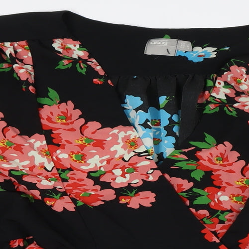 ASOS Womens Multicoloured Floral Polyester Basic Button-Up Size 12 V-Neck