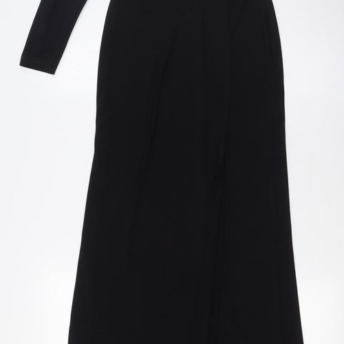 Club L Womens Black Polyester A-Line Size 8 One Shoulder