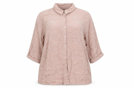 Front view of M&Co women’s pink viscose basic button-up, size UK 20, collared