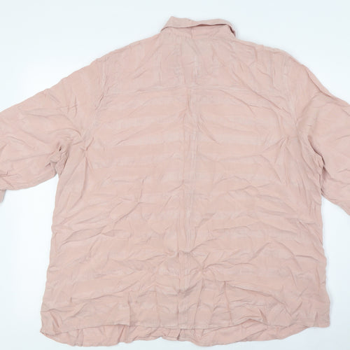 M&Co Womens Pink Viscose Basic Button-Up Size 20 Collared