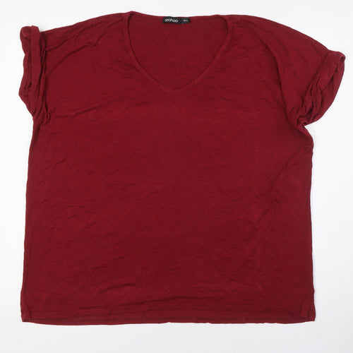 Boohoo Womens Red Viscose Basic T-Shirt Size M Round Neck - Size M-L