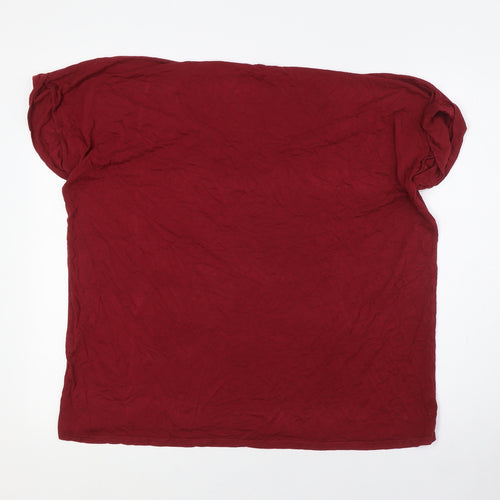 Boohoo Womens Red Viscose Basic T-Shirt Size M Round Neck - Size M-L