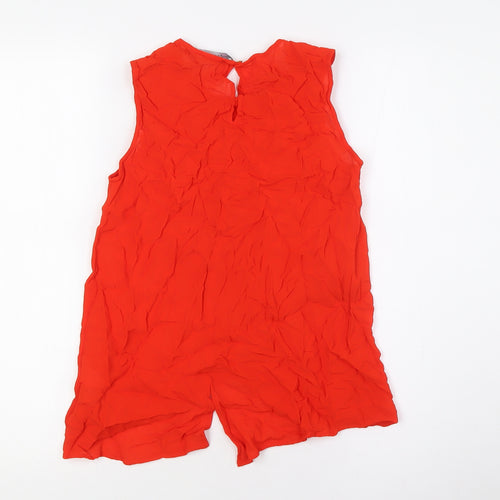 Zara Womens Red Viscose Basic Button-Up Size S Round Neck - Wrap Effect