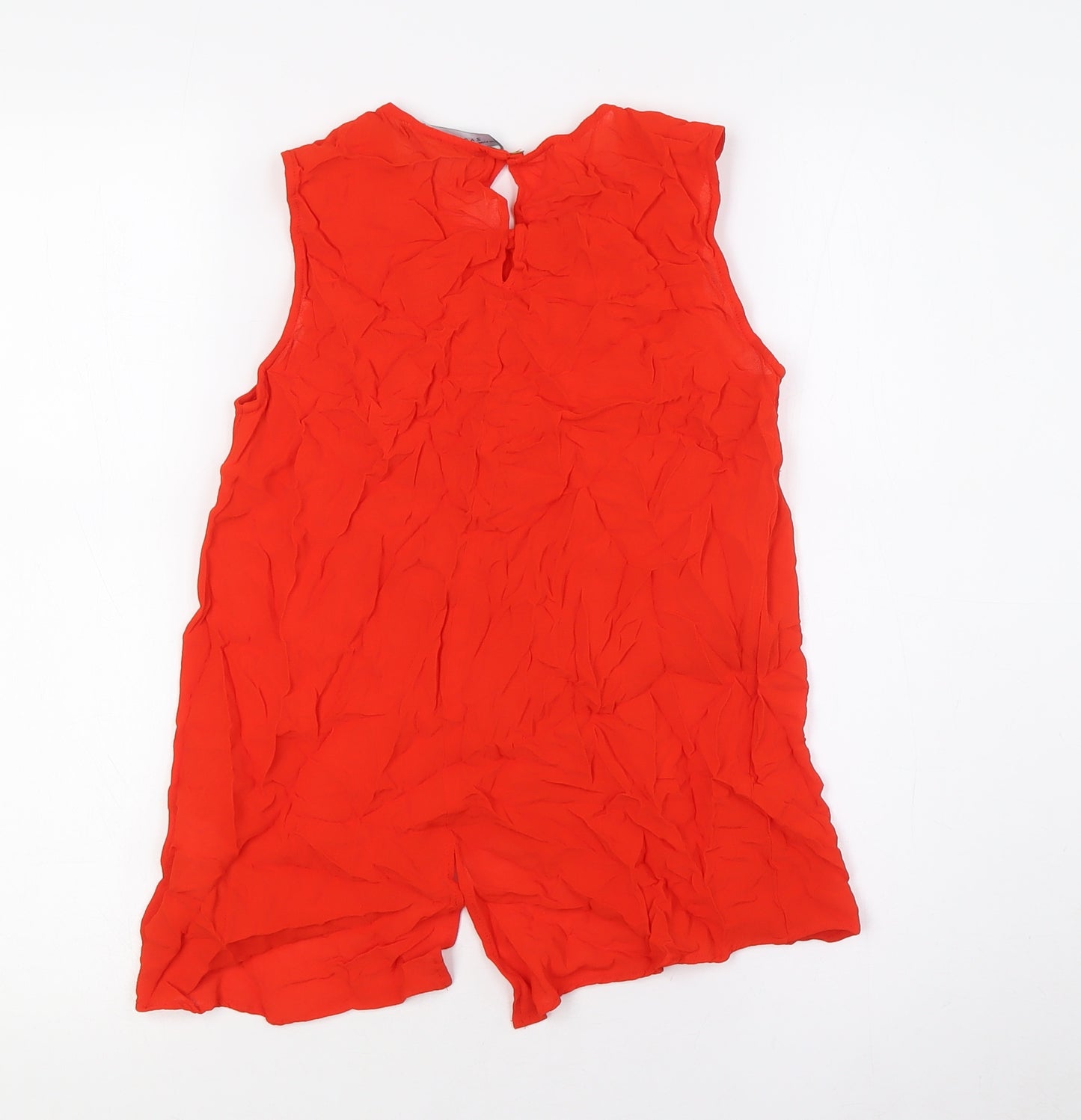 Zara Womens Red Viscose Basic Button-Up Size S Round Neck - Wrap Effect