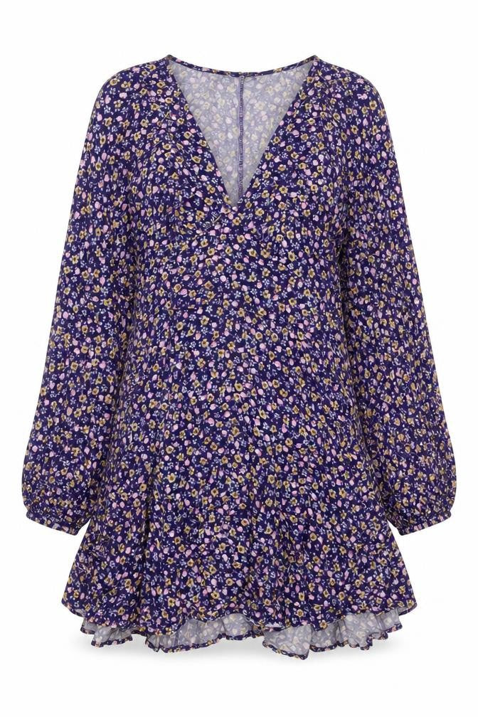 Zara Womens Multicoloured Floral Viscose A-Line Size S V-Neck