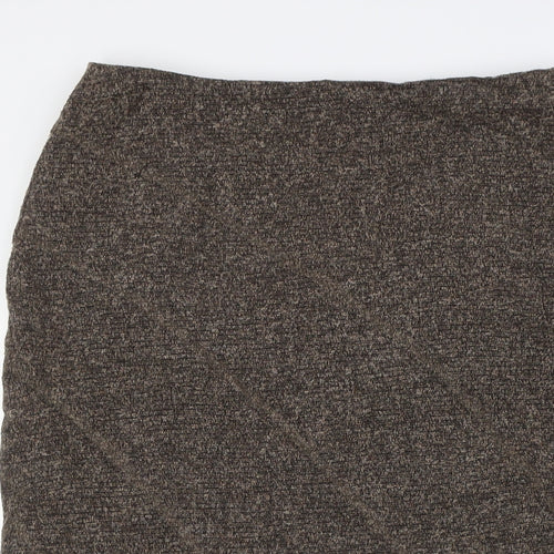 Precis Womens Brown Viscose A-Line Skirt Size 10 Zip