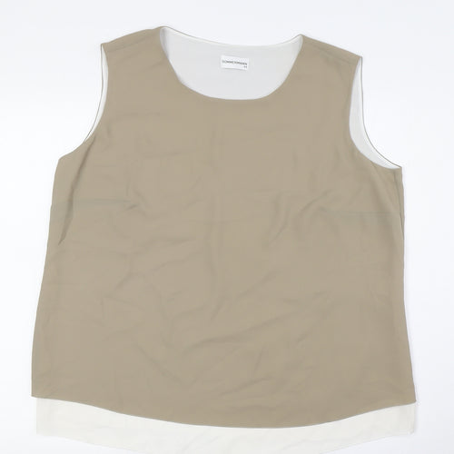 SOMMERMANN Womens Beige Polyester Camisole Button-Up Size 16 Boat Neck - Layered