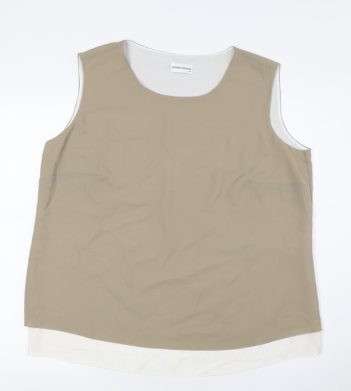 SOMMERMANN Womens Beige Polyester Camisole Button-Up Size 16 Boat Neck - Layered