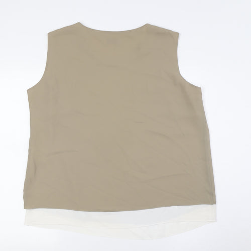 SOMMERMANN Womens Beige Polyester Camisole Button-Up Size 16 Boat Neck - Layered