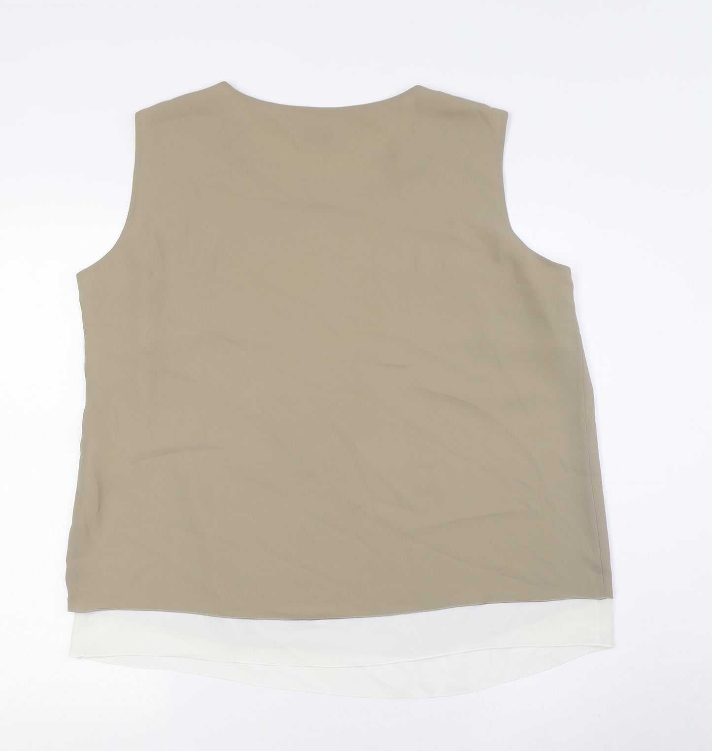 SOMMERMANN Womens Beige Polyester Camisole Button-Up Size 16 Boat Neck - Layered
