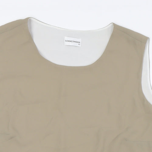 SOMMERMANN Womens Beige Polyester Camisole Button-Up Size 16 Boat Neck - Layered