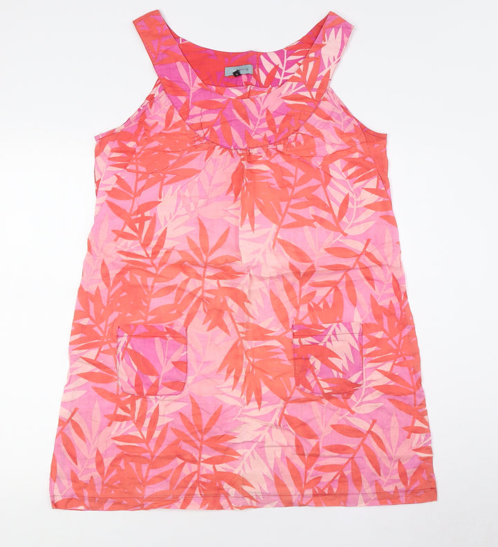 Red Herring Womens Pink Cotton A-Line Size 14 Round Neck