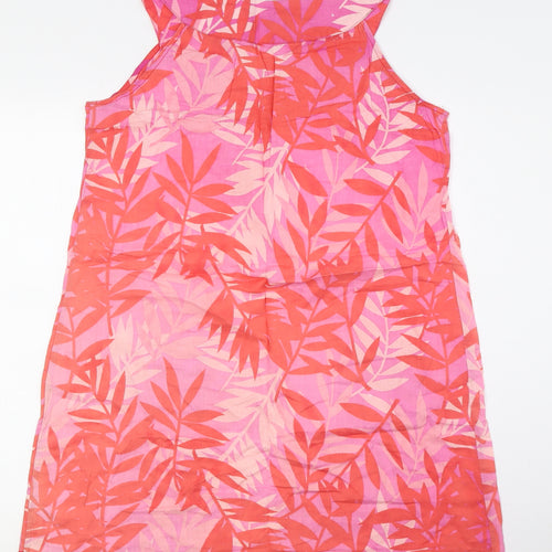 Red Herring Womens Pink Cotton A-Line Size 14 Round Neck