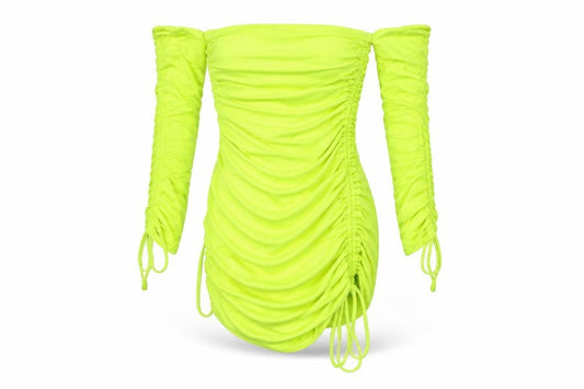 Front view of Oh Polly women’s yellow polyester basic button-up, size UK 8, off the shoulder