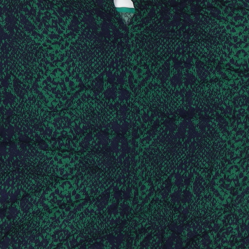 Denim Hunter Womens Green Animal Print Viscose Basic Button-Up Size 10 Boat Neck