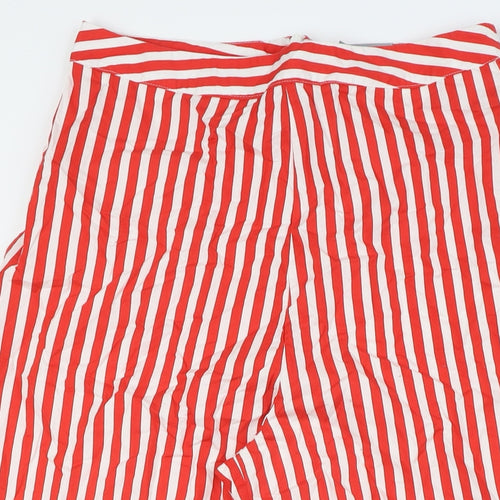 Reclaimed Vintage Womens Red Striped Cotton Trousers Size 10 L21 in Regular Zip