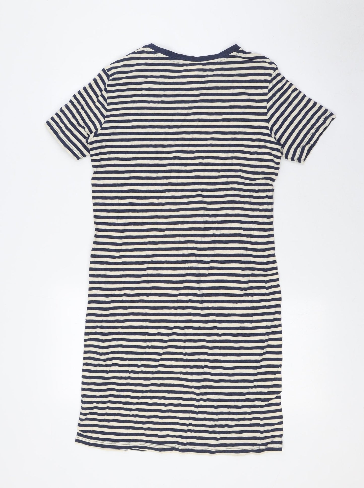 H&M Womens Blue Striped Cotton A-Line Size M Crew Neck