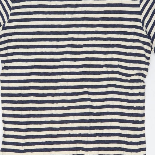 H&M Womens Blue Striped Cotton A-Line Size M Crew Neck