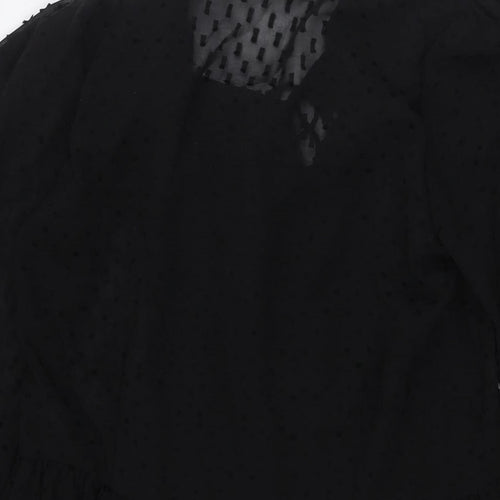 H&M Womens Black Polyester A-Line Size 4 V-Neck Tie