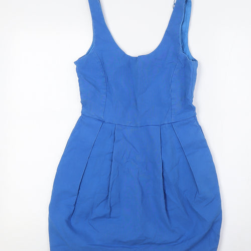 Zara Womens Blue Cotton A-Line Size M Scoop Neck