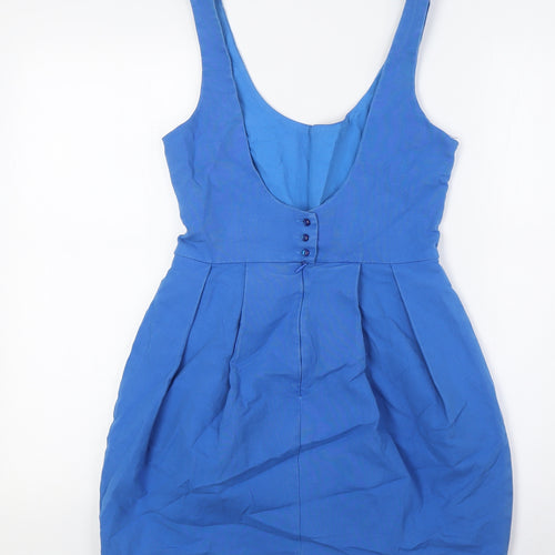 Zara Womens Blue Cotton A-Line Size M Scoop Neck