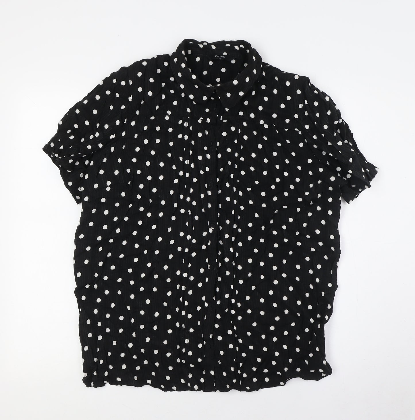 NEXT Womens Black Polka Dot Viscose Basic Button-Up Size 18 Collared
