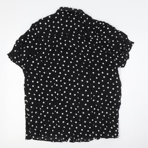 NEXT Womens Black Polka Dot Viscose Basic Button-Up Size 18 Collared
