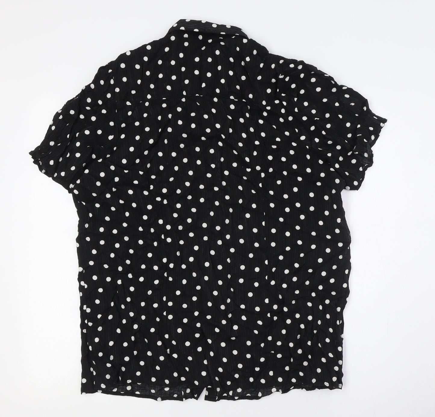NEXT Womens Black Polka Dot Viscose Basic Button-Up Size 18 Collared