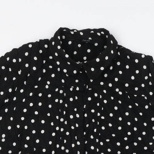 NEXT Womens Black Polka Dot Viscose Basic Button-Up Size 18 Collared