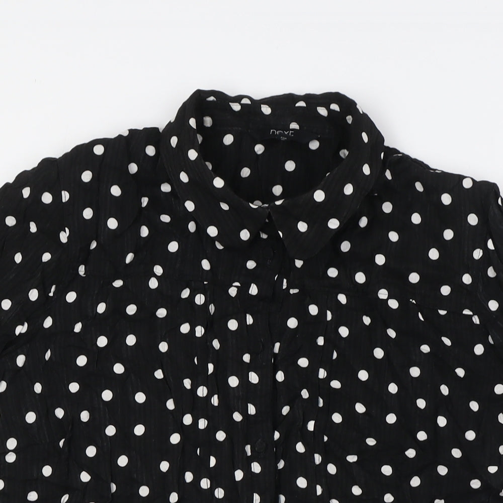 NEXT Womens Black Polka Dot Viscose Basic Button-Up Size 18 Collared