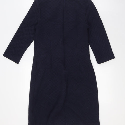 Boden Womens Blue Polyester Pencil Dress Size 8 Round Neck Zip - Textured