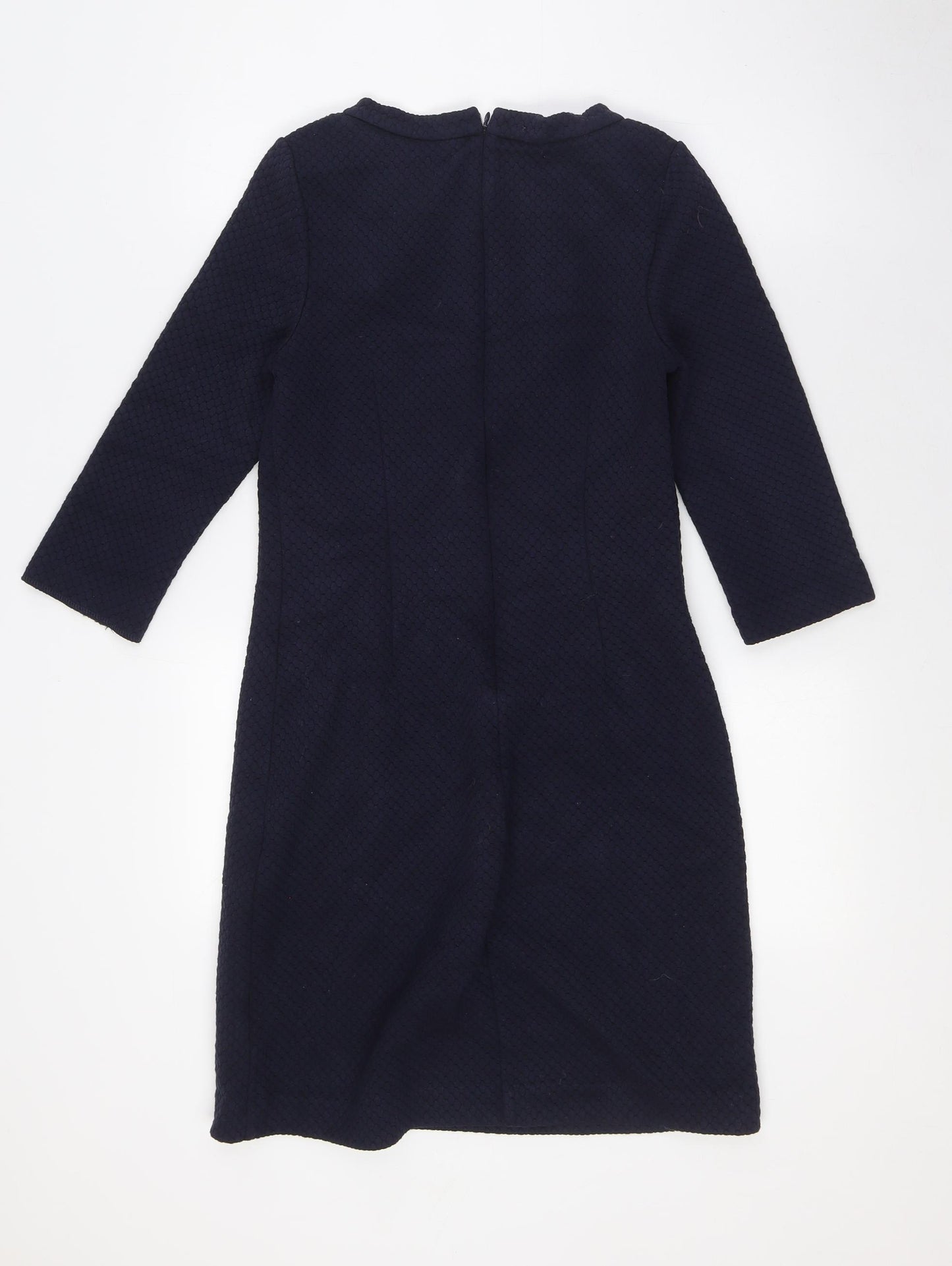 Boden Womens Blue Polyester Pencil Dress Size 8 Round Neck Zip - Textured