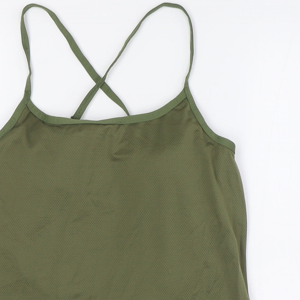 FOREVER 21 Womens Green Polyester Basic Tank Size M Scoop Neck - Low Back