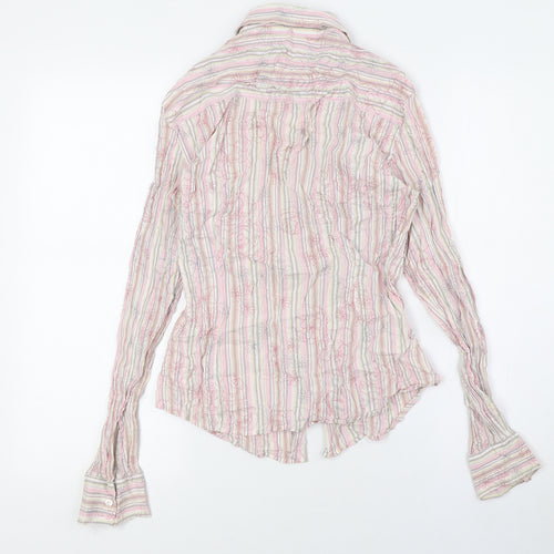 NEXT Womens Multicoloured Striped Cotton Basic Button-Up Size 12 Collared - Floral