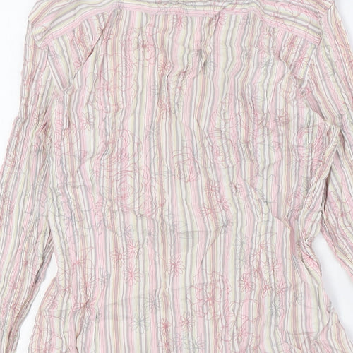 NEXT Womens Multicoloured Striped Cotton Basic Button-Up Size 12 Collared - Floral