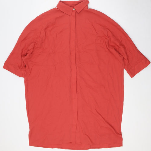 WYNNE LAYERS Womens Orange Polyester Basic Button-Up Size S Collared
