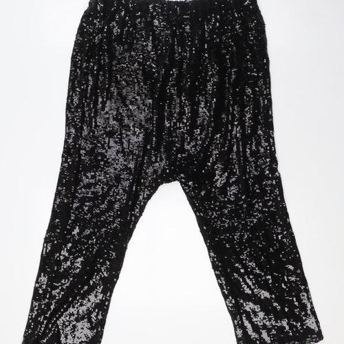 Zara Womens Black Polyester Trousers Size M Regular - Sequins