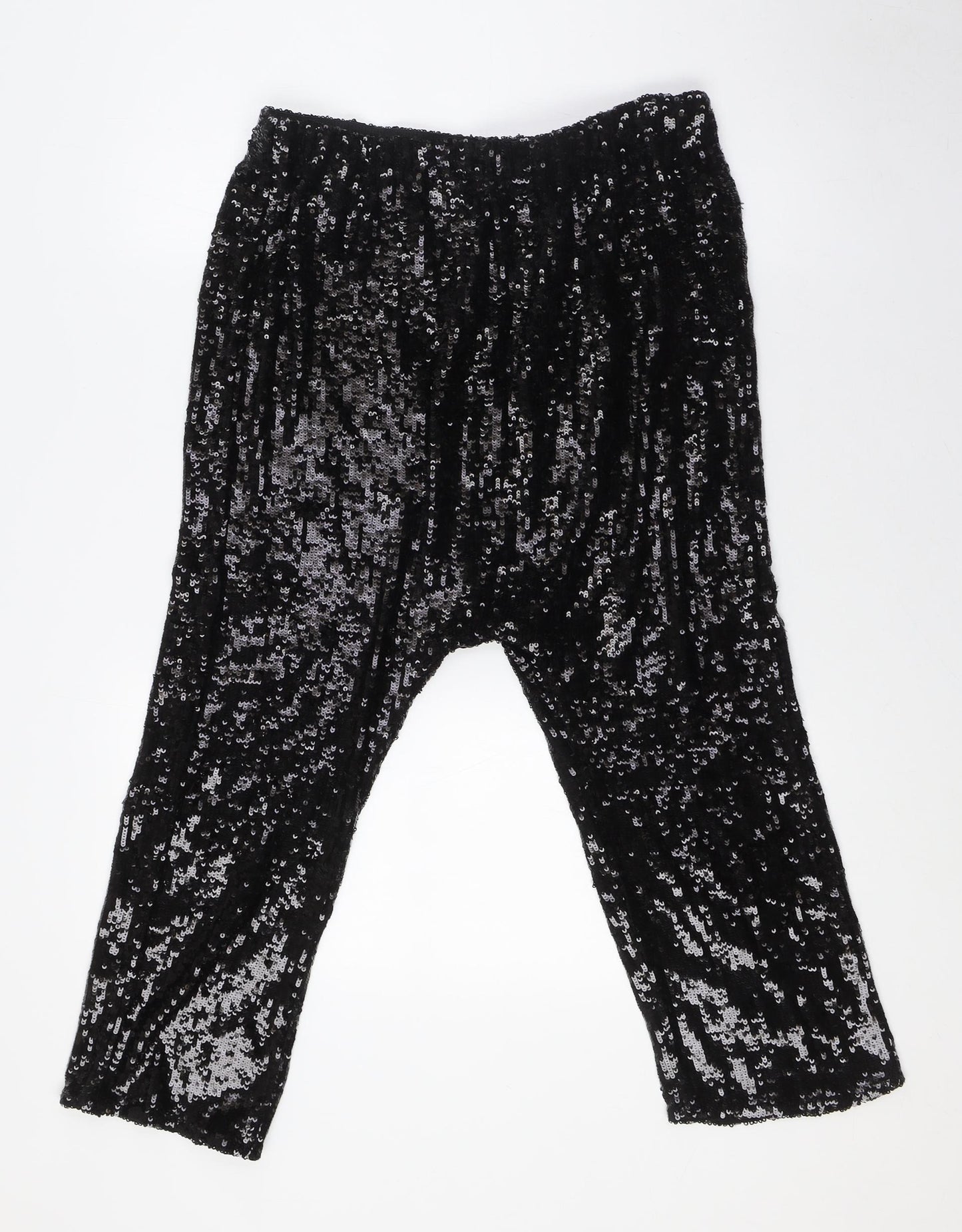 Zara Womens Black Polyester Trousers Size M Regular - Sequins